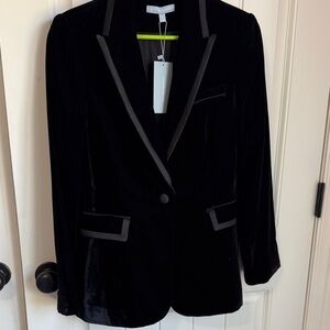 ANTONIO MELANI Black Velvet Single-Button Blazer Size 8